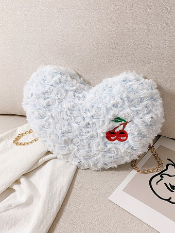 ライトスカイブルー甘いロリータバッグハート型チェリークロスボディバッグ