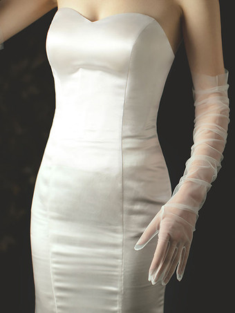 ウェディンググローブロングチュールブライダルグローブ