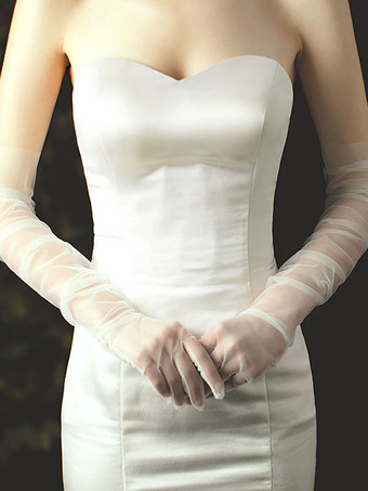 ウェディンググローブロングチュールブライダルグローブ