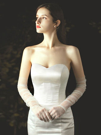 ウェディンググローブロングチュールブライダルグローブ