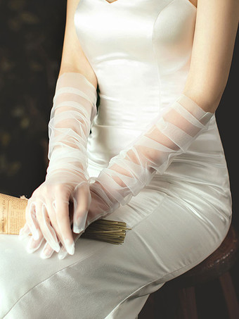 ウェディンググローブロングチュールブライダルグローブ