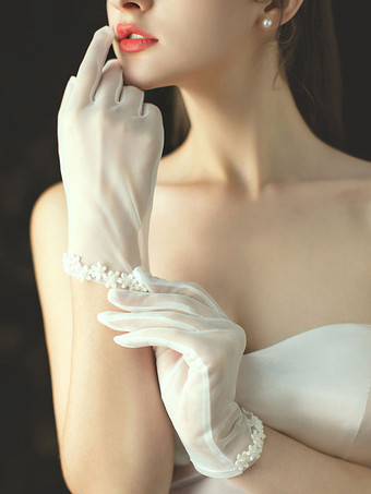Gants de mariage Longueur du poignet Gants de mariée en tulle
