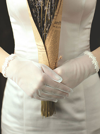 Gants de mariage Longueur du poignet Gants de mariée en tulle