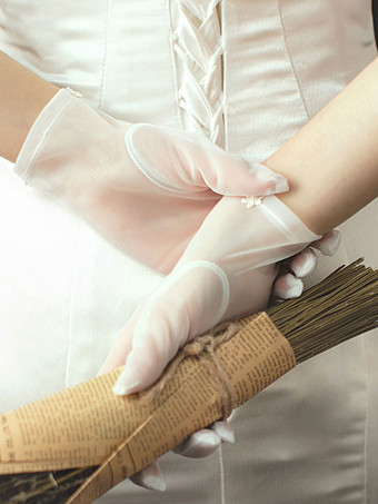 Gants de mariage Longueur du poignet Gants de mariée en tulle