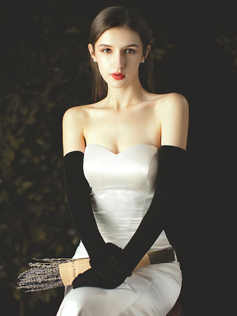 Gants de mariage longs gants de mariée en velours noir