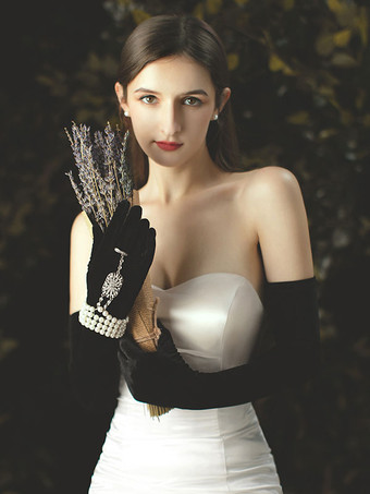 Gants de mariage longs gants de mariée en velours noir