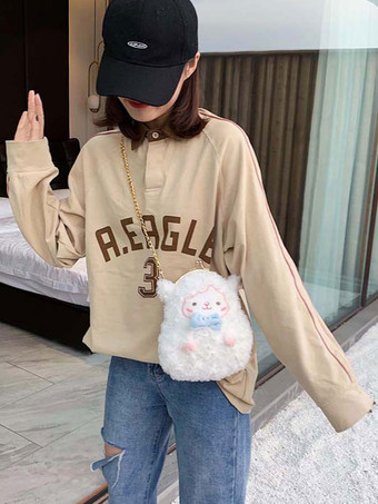 甘いロリータハンドバッグホワイトシープクロスボディバッグ