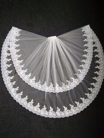 ウェディングベール2層チュールオーバルブライダルベール