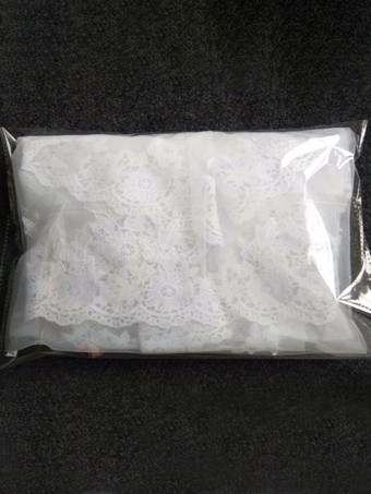 ホワイト ウェディングベール2層チュールオーバルブライダルベール