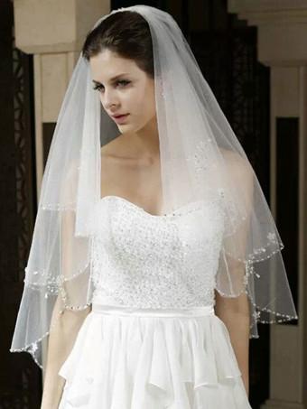 Wedding Veil Two-Tier Tulle Oval Short Bridal Veil - Milanoo.com