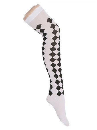 女性サロンストッキングチェック柄ストリップニーハイソックスハロウィンコスプレ衣装アクセサリー