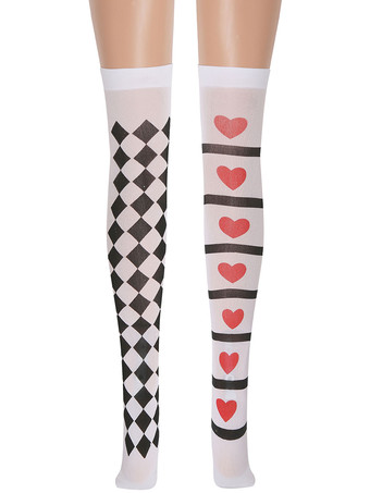 女性サロンストッキングチェック柄ハートニーハイソックスハロウィンコスプレ衣装アクセサリー