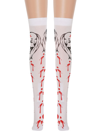 女性サロンストッキングスカルニーハイソックスハロウィンコスプレコスチュームアクセサリー