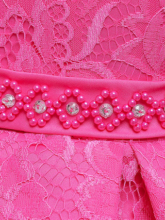 フラワーガールドレスジュエルネックポリエステルノースリーブトレインプリンセスシルエットリボンキッズパーティードレス