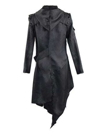 レトロな衣装男性黒ヴィンテージ長袖制服オーバーコートコスプレカーニバル