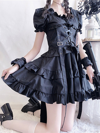 Vestido Gothic Lolita OP Vestido de una pieza de manga larga Lolita