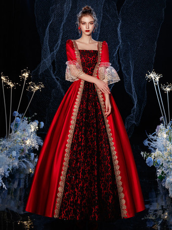 Abendkleid Viktorianisches Kleid Kostüme Retro Rüschen Flare Halbarm Kleid Vintage Kleid Karneval