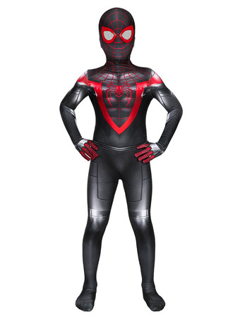 ブラックゴールドマーベルスパイダーマンインザスパイダーバースマイルズキッズ全身タイツハロウィンコスプレコスチューム