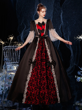 Vestido de baile vitoriano rococó vestido de fantasia retrô babados estampa floral renda algodão fantasia cosplay carnaval