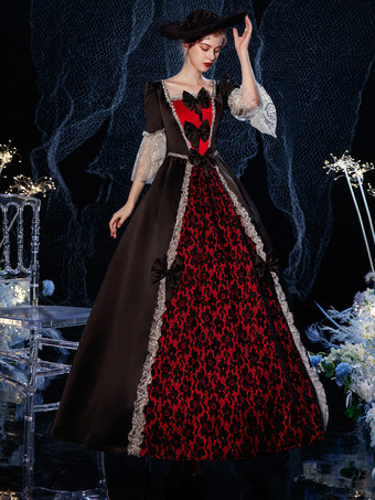 ロココビクトリア朝のレトロなコスチュームドレスフリル花柄レースコットンコスプレコスチュームカーニバル