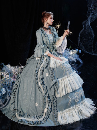 ロココビクトリア朝のレトロなコスチュームドレスレイヤードフリルコスプレコスチュームカーニバル