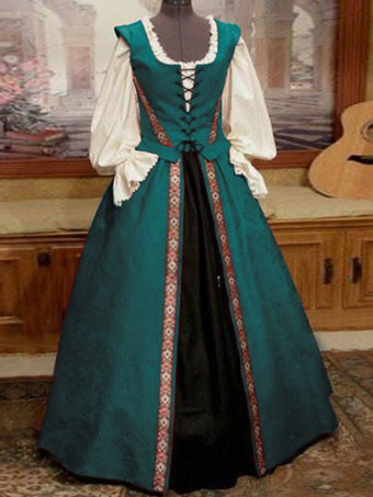 ティールグリーン中世ヴィンテージドレス レッド レイヤード リボン ノースリーブ ホルター スウィングドレス プロムドレス バーガンディ
