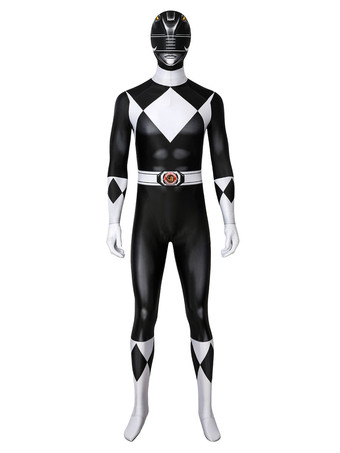 Salta all'inizio della galleria di immagini Mighty Morphin Power Rangers Black Ranger Zentai Jumpsuit Costume Cosplay