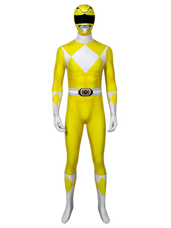 Mighty Morphin Power Rangers Jaune Ranger Zentai Combinaison Cosplay Costume