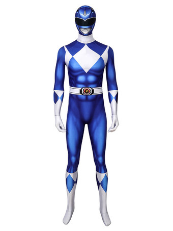 Macacão Mighty Morphin Power Rangers Blue Ranger Zentai fantasia de cosplay