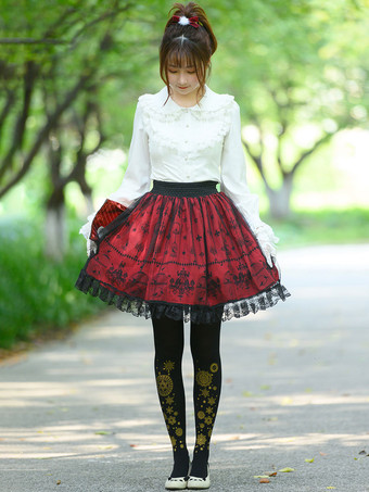 甘いレースロリータSK ロリータスカート ブルゴーニュ