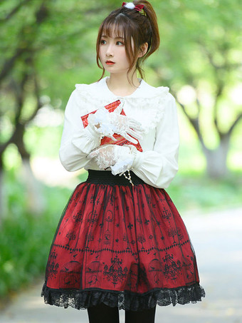甘いレースロリータSK ロリータスカート ブルゴーニュ
