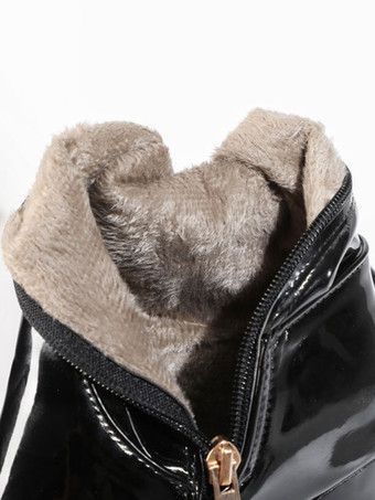 女性サイハイブーツハイヒール膝上ホワイトパテントアッパーブライトレザーラウンドタイトゥブーツ