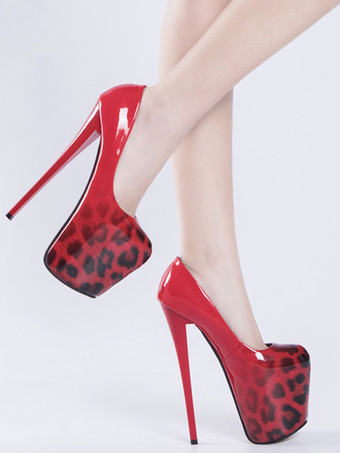 女性のプラットフォームシューズハイヒールSliveryスクエアトゥのヒョウ柄セクシーシューズ