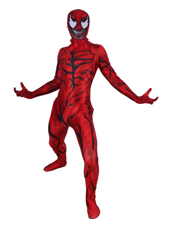 レッド マーベルスパイダーマン大虐殺コスプレレッドジャンプスーツポリエステル繊維マーベルコミックコスチューム