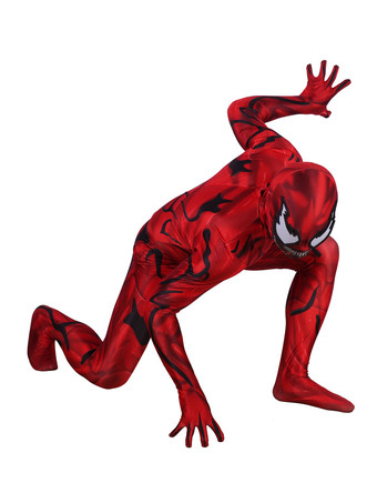 マーベルスパイダーマン大虐殺コスプレレッドジャンプスーツポリエステル繊維マーベルコミックコスチューム