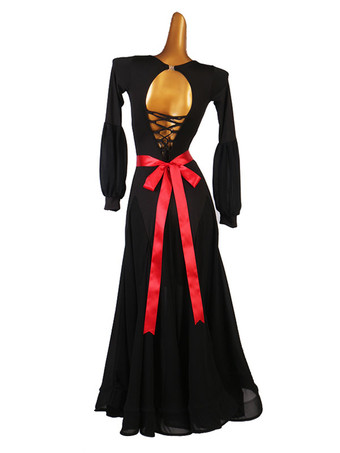 ブラックボールルームダンスコスチューム女性のライクラスパンデックスセットドレスダンスドレス