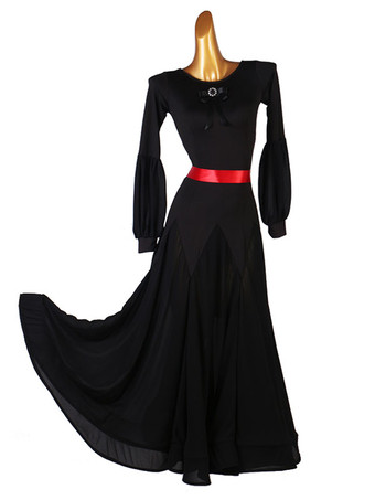 ブラックボールルームダンスコスチューム女性のライクラスパンデックスセットドレスダンスドレス