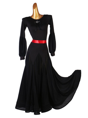 ブラックボールルームダンスコスチューム女性のライクラスパンデックスセットドレスダンスドレス