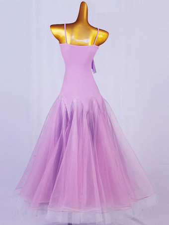 社交ダンスコスチュームラベンダーの女性のライクラスパンデックスセットドレスダンスウェア