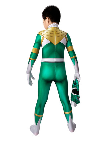 恐竜戦隊ジュレンジャーブライ　パワーレンジャーコスプレ　子供コスチューム　グリーン　ライクラスパンデックス　キッズキャットスーツ