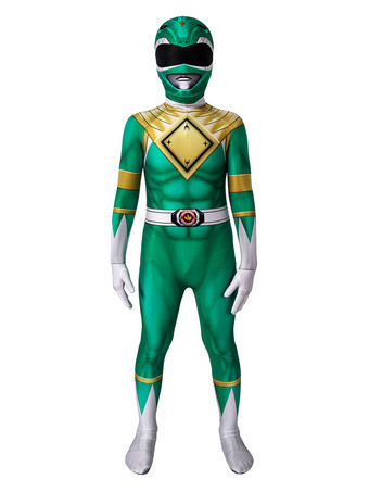 Kyoryu Sentai Zyuranger Burai Power Ranger Cosplay Trajes Crianças Verde Lycra Spandex Crianças Catsuits