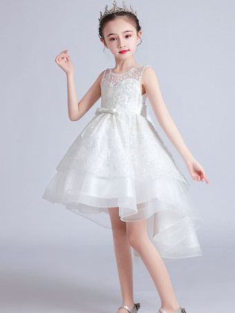 Vestidos de menina florida com decote em joia sem mangas bordados vestidos de festa infantil
