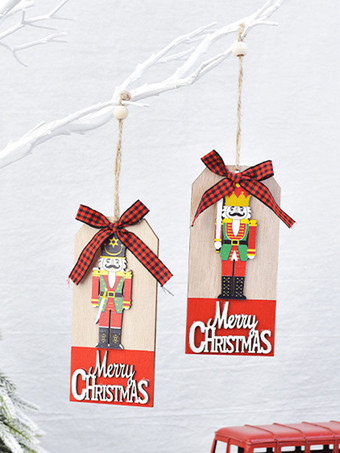 クリスマスデコレーション木製ウォールナットソルジャーペンダント木製レターカードペンダントクリスマスボウペンダント