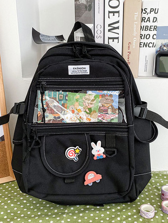 ブラック 甘いロリータバッグブルーポリエステルポリエステルバックパックロリータアクセサリー