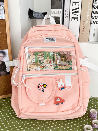 ピンク 甘いロリータバッグブルーポリエステルポリエステルバックパックロリータアクセサリー