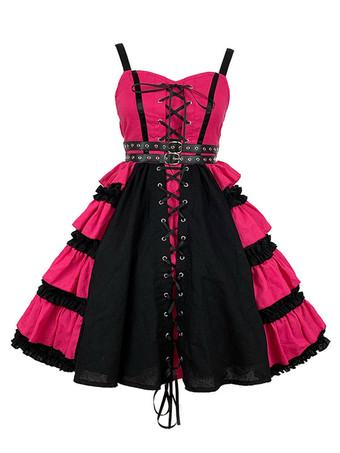 Punk Gothic Sweet Lolita JSK Kleid Pink Sleeveless Polyester Harajuku  Lolita Jumper Röcke