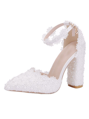 Sapatos de noite brancos  sandálias de salto alto couro PU com bico de flores e sapatos de festa