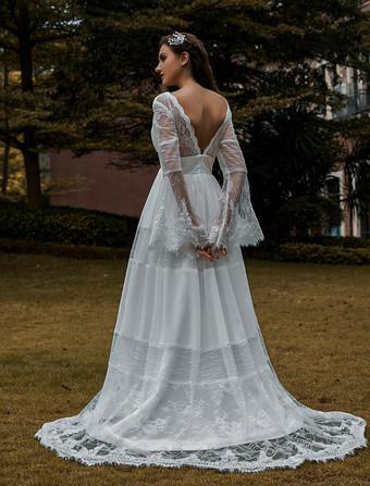 long sleeve boho wedding dresses