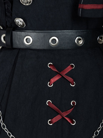 ミリタリーロリータセット ハロウィン クリスマス ゴシックロリータOPドレスミリタリースタイルアカデミックロリータ衣装ブラック長袖 4点セット 上品 長袖 撮影用