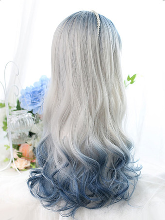 ロリータウィッグ ロリータアクセサリー 原宿ファッション ロング耐熱ファイバー ウィッグブルー